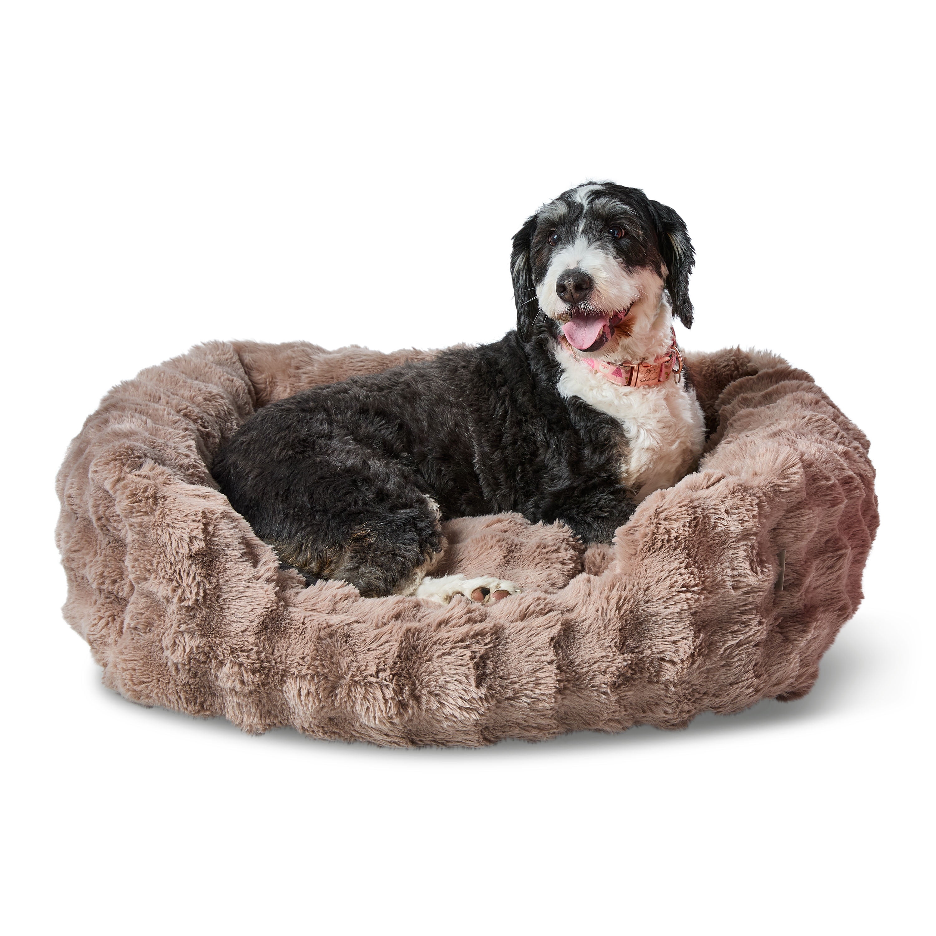 Vibrant Life Large Bubble Faux Fur Orthopedic Cuddler Pet Bed, Tan, 30" x 27"