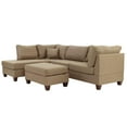 thumbnail image 3 of Poundex 3 Piece Fabric Sectional Sofa Set with Ottoman in Sand Brown, 3 of 7