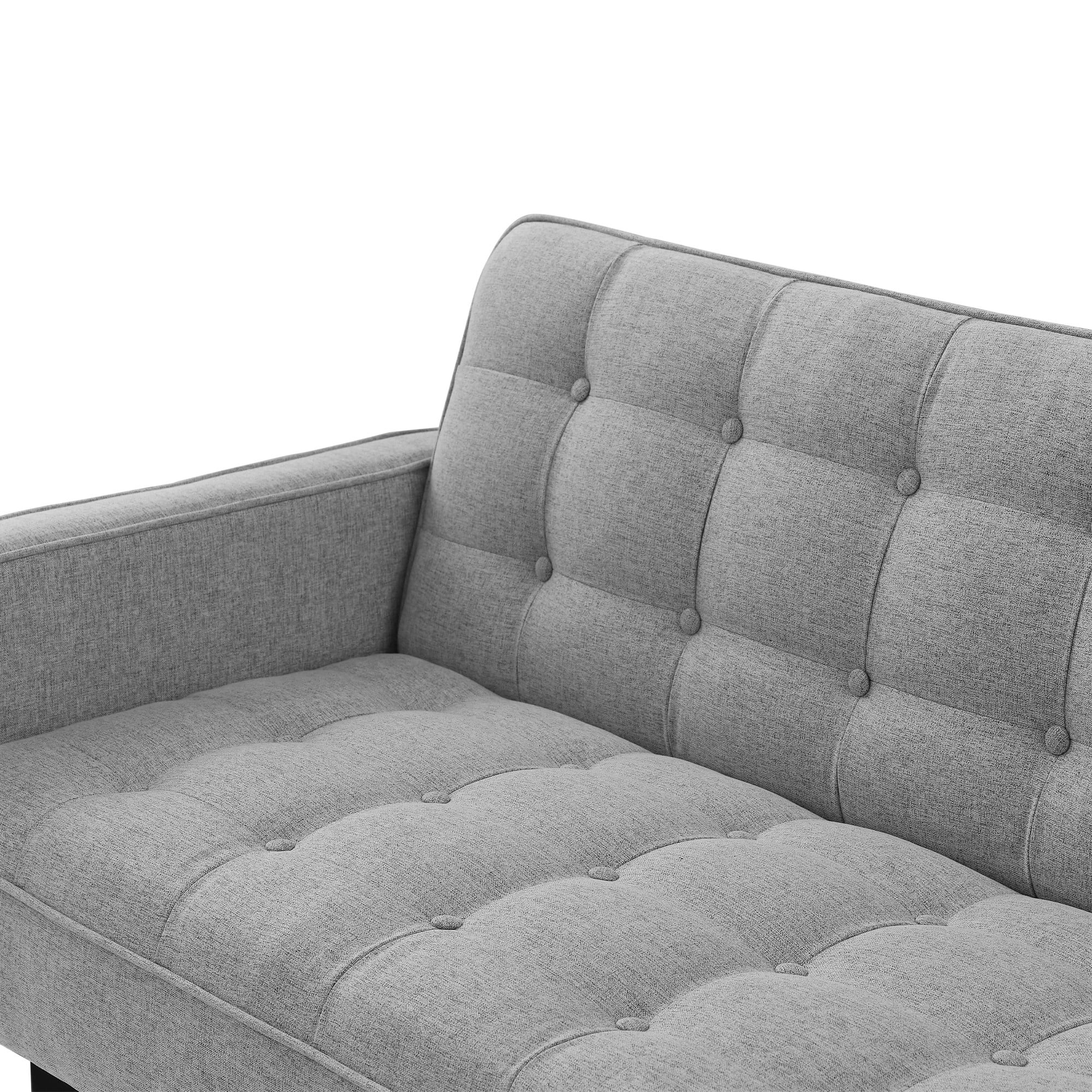 Aukfa 74" Square Arm Futon Convertible Sofa Bed for Home Office, Button-Tufted Back, Gray