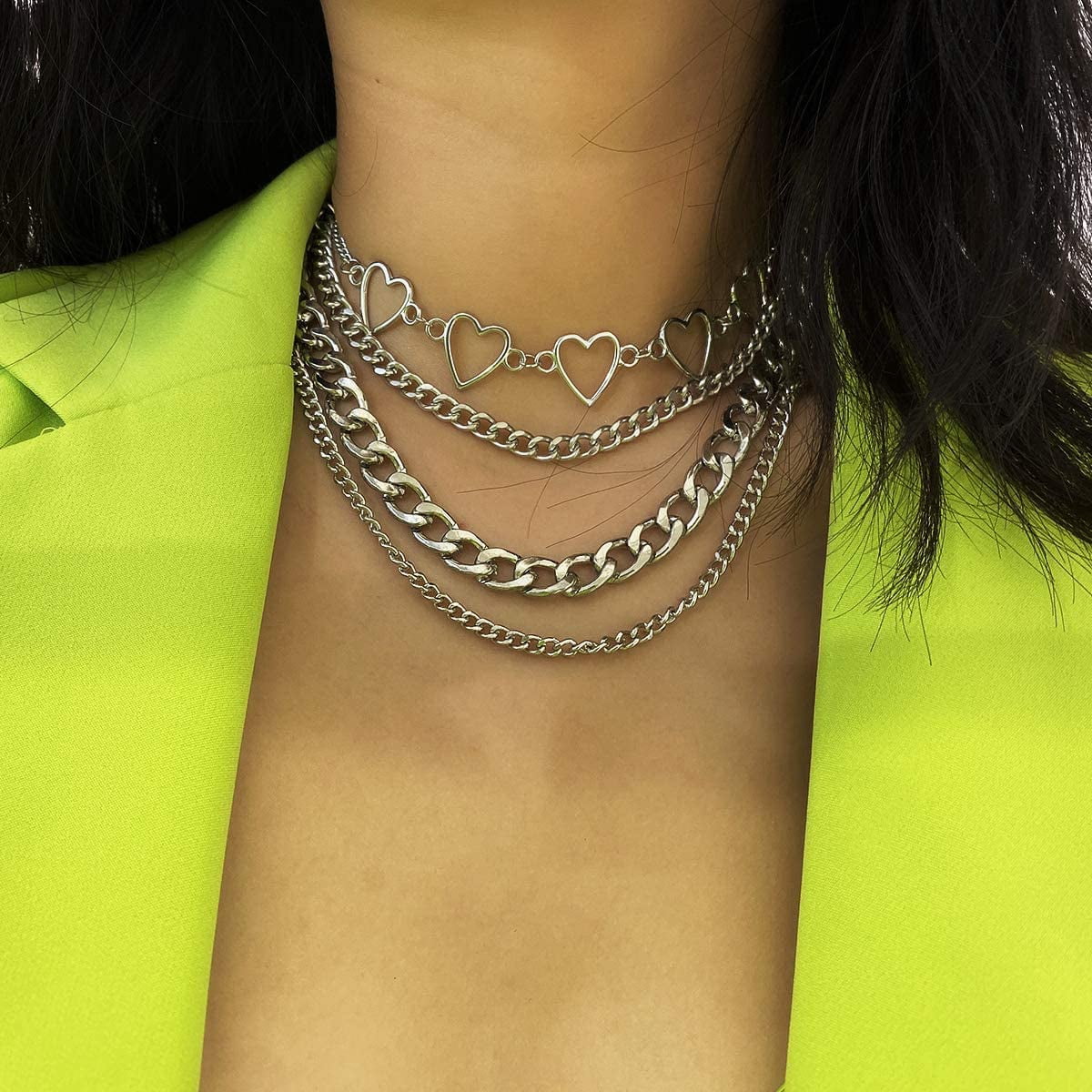 Hearts Necklace Lolita Choker Chain 