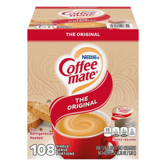 Coffee mate Original Liquid Coffee Creamer Singles, Lactose-Free, 0.375 Fl Oz, 108 Ct