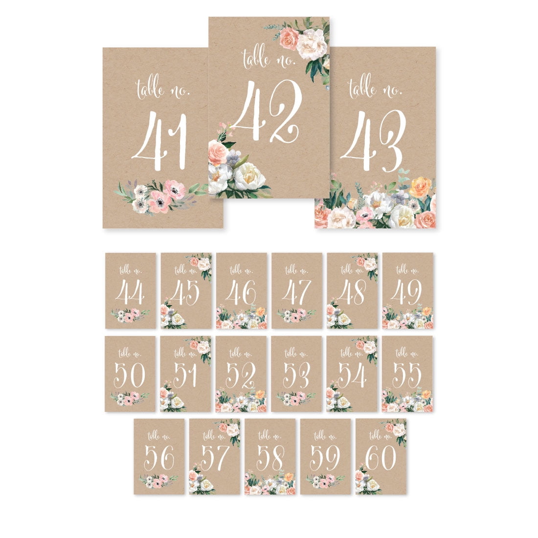 Andaz Press Peach Coral Kraft Wedding Word Scramble Game Cards - 20-Pack, Rustic Floral Garden Party Bridal Shower