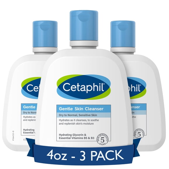Face Wash by CETAPHIL, Hydrating Gentle Skin Cleanser for Dry to Normal Sensitive Skin, NEW 4 oz 3 Pack, Fragrance Free, Soap Free and Non-Foaming