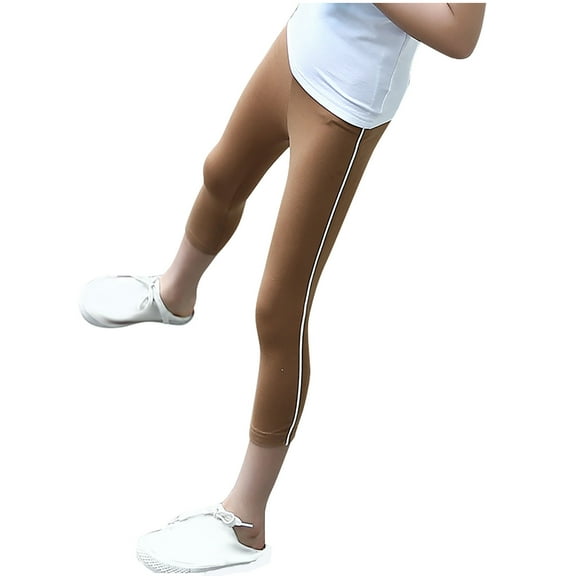 Ugoldhm Girls Striped Capris Stretchable Slim Pant Summer Cotton Casual Cropped Leggings Size 3-14