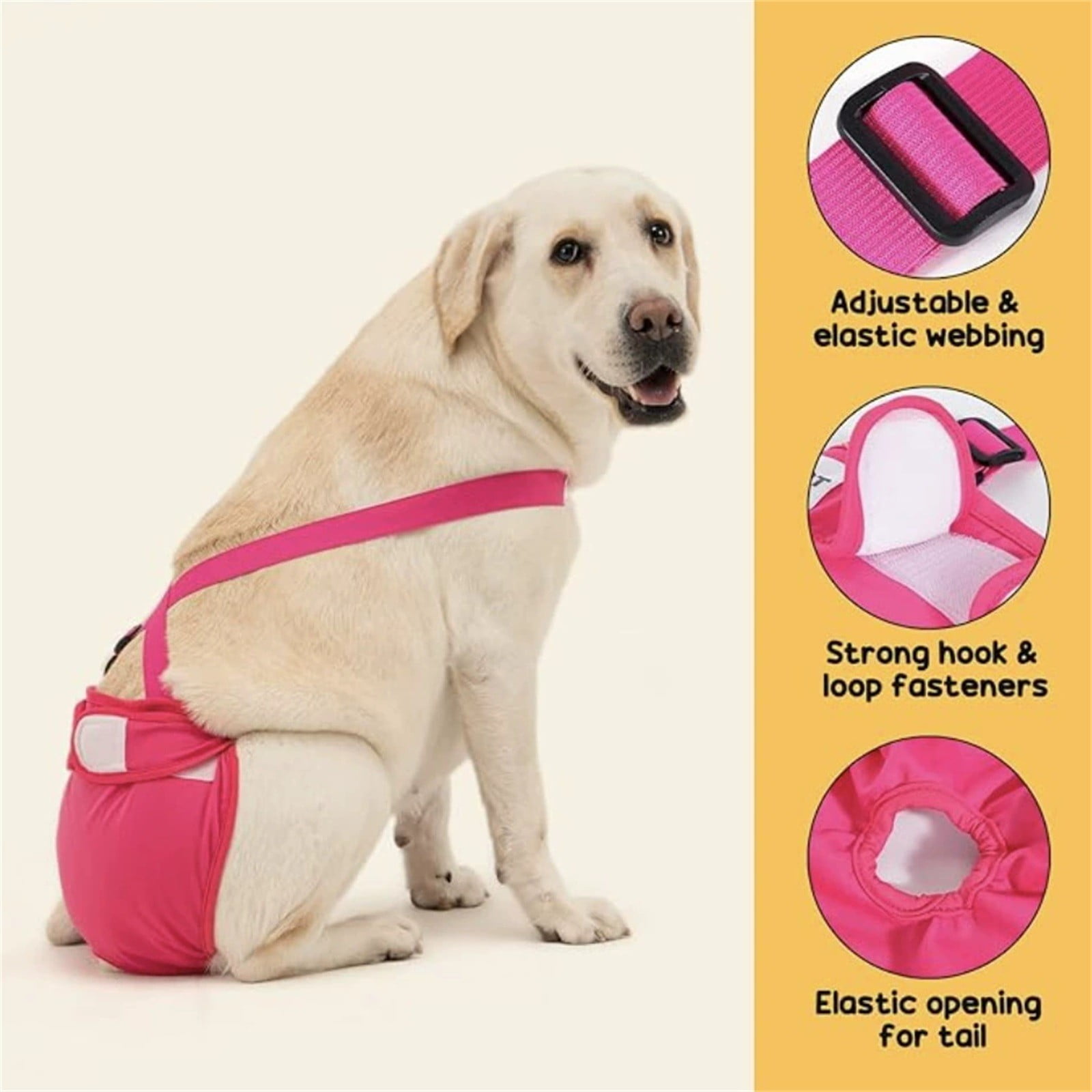 3 Pack Reusable Absorbent Leakproof Dog Diaper for Female Dogs in Heat Cycle Breathable Anti Side and Back Leakage