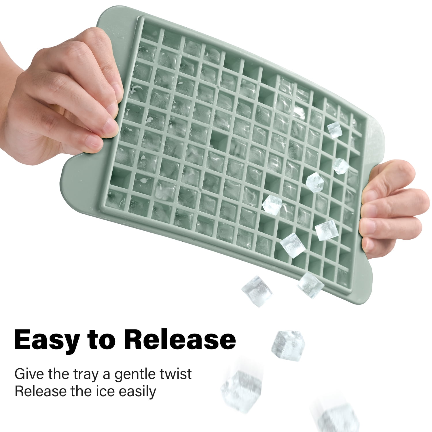 Mini Ice Cube Tray with Lid and Bin: TINANA 117×4 PCS Small Ice Trays for Freezer - Easy Release Nugget Ice Tray with Lid - Gray