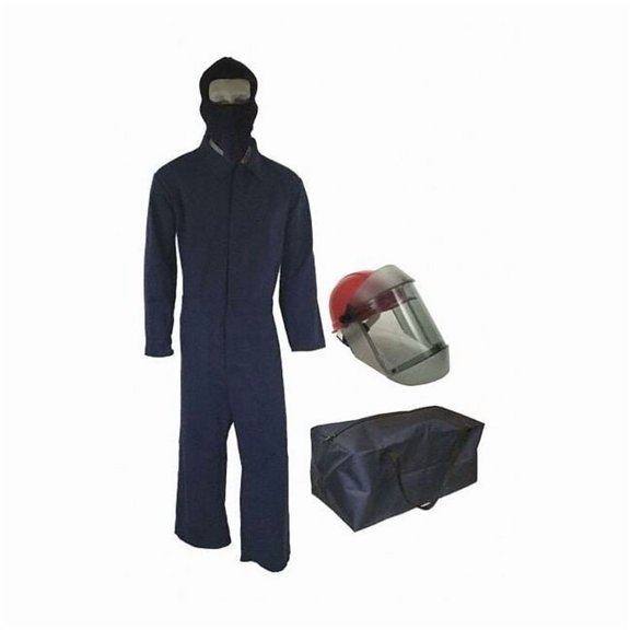 OBERON Bag Kit - Arc Flash - 12 Cal TCG2P - Comes With Coveralls, Hard Cap, Face Shield, Balaclava & Storage Bucket - Color: Navy Blue - Size: 3XL