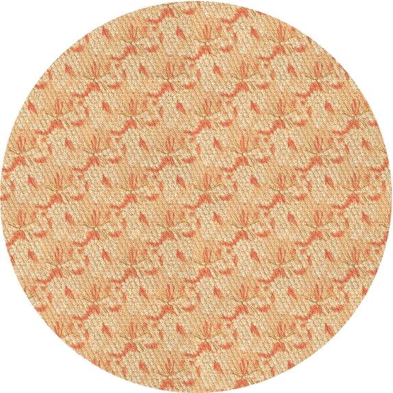 Ahgly Company Machine Washable Indoor Round Transitional Pumpkin Orange Area Rugs, 8' Round