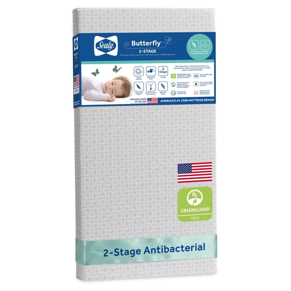 Sealy Butterfly 2-Stage Foam Crib & Toddler Mattress In A Box