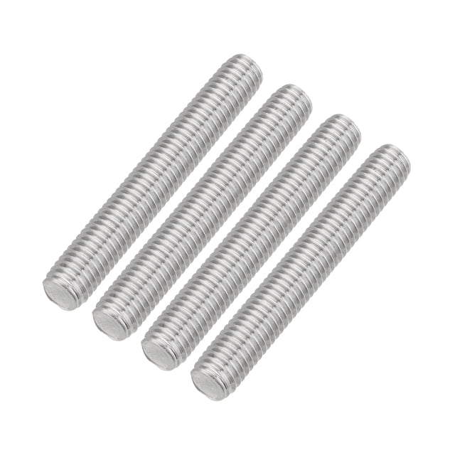 Uxcell Lot de 4 M8 x 55mm Pas 1.25mm Acier Inoxydable 304 Tige Entièrement Filetée