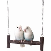 Pet Bird Swing, Parrot Cage Toys, Natural Wooden Swing Toys for Parakeet Cockatiel Conure Lovebirds Canaries Quaker