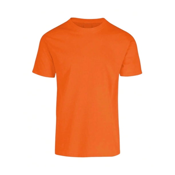Playera Slim Fit Unisex Cuello Redondo Manga Corta Strech Color Anaranjado Talla Chica Marca Emil SaEs