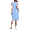 thumbnail image 3 of Vestido sin mangas de corte ajustado para mujer, cuello barco, texturizado, casual, de oficina, talla XL, azul claro, 3 of 6