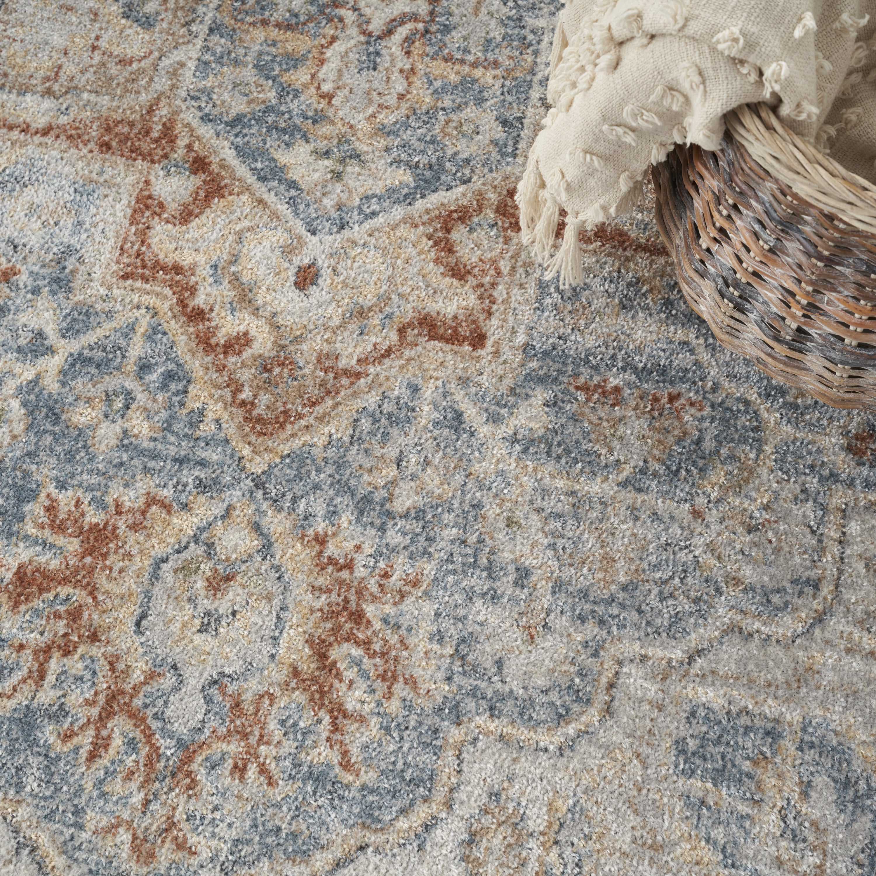 Nourison Astra Machine Washable Persian Denim Multi 6'7" x 9' Area Rug (7x9)