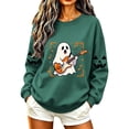 thumbnail image 3 of TKLPEHG Halloween Sweatshirts for Women Cute Guitar Ghost Graphic Fall Sweatshirt Fashion Crewneck Long Sleeve Casual Vintage Pullover (Green,XS), 3 of 8