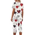 thumbnail image 3 of TIMIFIS Ensembles de Pyjama pour Femmes 2 Pcs - Pyjamas de la Saint-Valentin pour Femmes - Ensembles de Pyjamas pour Dames Manches Courtes Col Rond Haut et Pantalons Capris Ensembles de Détente, 3 of 5
