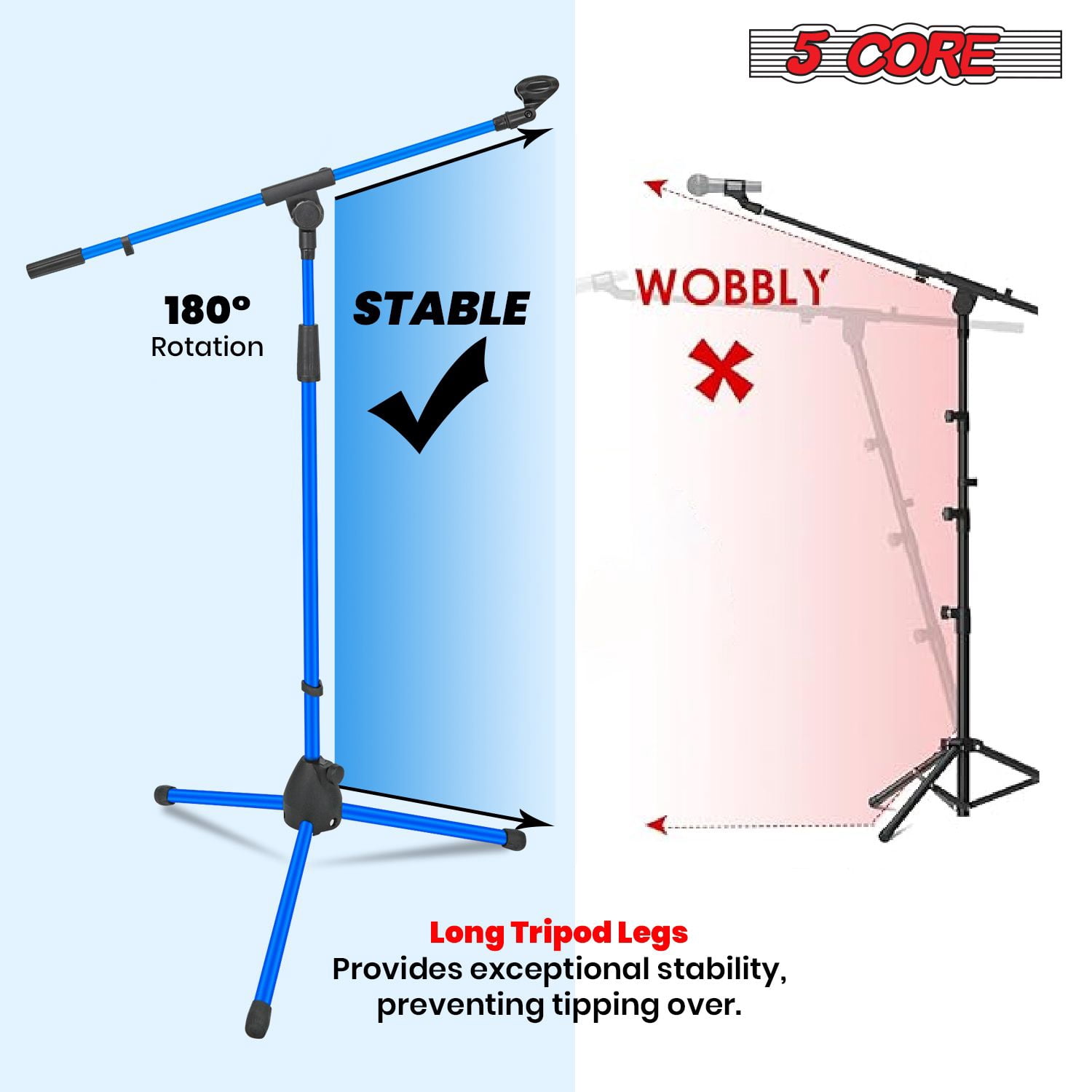 4-Pack Adjustable Tripod Microphone Stands - 18" to 72" Height, 29.5" Boom Arm, 180° Rotation, Heavy-Duty Steel, Portable