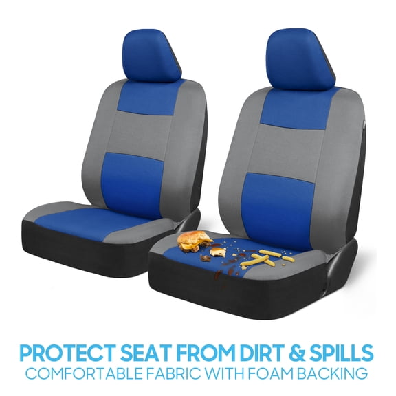 BDK PolyPro Car Seat Covers for Car Truck Van SUV, Front and Rear Split Bench Full Set, Easy to Install Universal Auto Fit, Blue