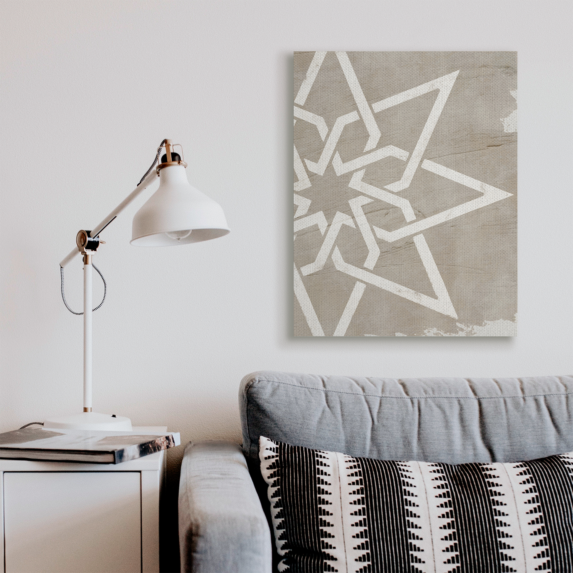 Stupell Industries Geometric Eight Point Star Distressed Grain Detail Abstract Painting Gallery Wrapped Canvas Art Print Wall Art, 30 x 40