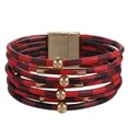 thumbnail image 4 of QualitChoice Bracelet Multi-layers Magnetic Buckle Leather Multi-colored Leopard Print Valentines Day Gifts Bracelets Hand Jewelry Black Red Check 5Set, 4 of 6