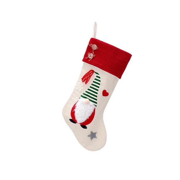 Calcetín navideño para chimenea, bolsa de regalo de Navidad temática decorativa, bolsa personalizada, decoración para jardín y Patio al aire Kits de decoración para fiestas Gorra Raya Verde Toystoory HA065011-02