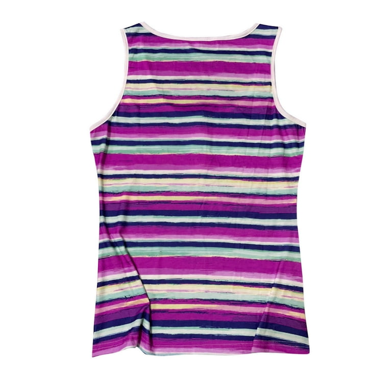 LBECLEY Womens Vest Womens Top Tops T-Shirt for Women Striped Daily Loose  Fashion Top Girls Fuzzy Puffer Vest Women Cute Clothes for Women Purple M