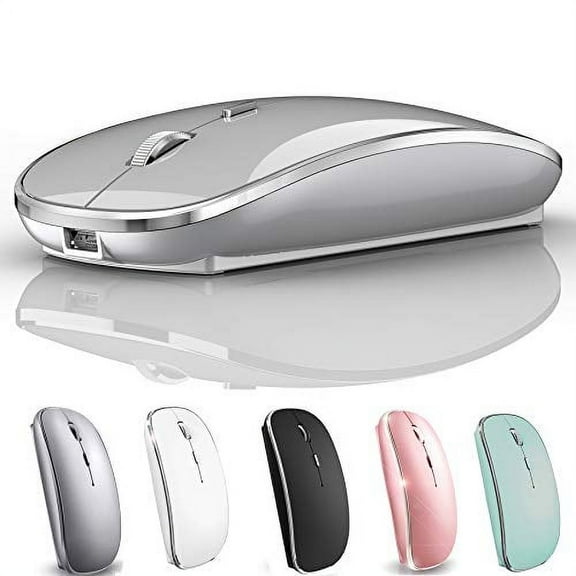 Bluetooth Mouse Wireless Bluetooth Mouse for iPad Mac MacBook Pro MacBook Air iMac Chromebook Desktop Computer (Silver)