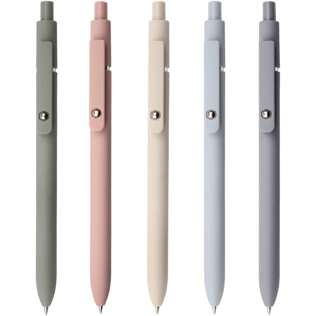 HNZHSL 5 Pcs Bolígrafos de Gel Punto Fino 0,5 mm - Tinta de Escritura Suave Con Bola