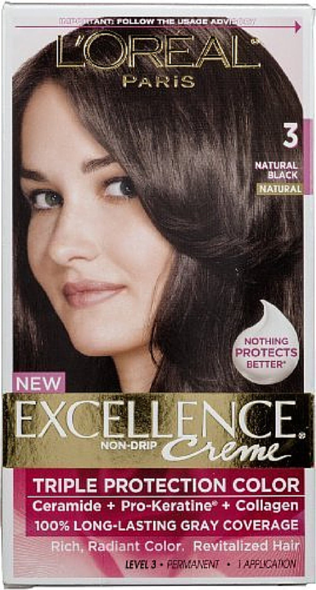 L'Oreal Paris Excellence Creme Triple Protection Hair Color, 3 Natural