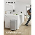 thumbnail image 3 of Kitchen Trash Can, 10.5 Gallon (40 L) Garbage Can, Large Step Trash Bin with Lid, Stainless Steel, Soft Close, 15 Trash Bags Included, Silver, 3 of 7