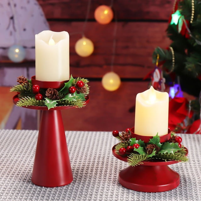 Candelabros de corona navideña roja Fiudx para eventos formales bodas iglesias decoraciones navideñas