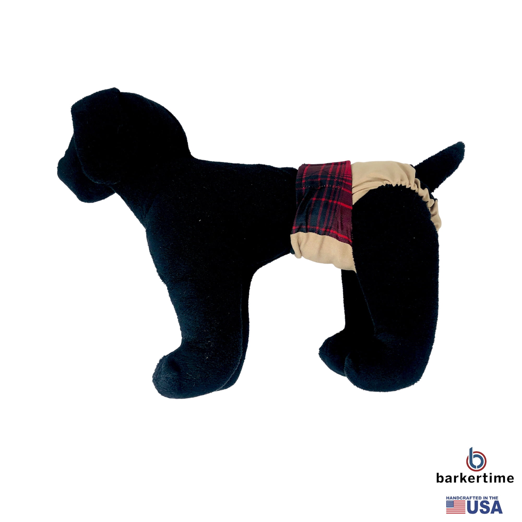 Barkertime Red Plaid on Brown Dog Diaper