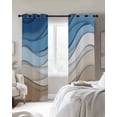 thumbnail image 4 of Blue Brown Blackout Curtains for Bedroom Living Room Darkening Curtains 84 Inch Length 2 Panels Set Gradient Geometric White Water Stripes Modern Window Curtain Window Treatment Drapes 52"x84", 4 of 9