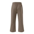 thumbnail image 5 of Wensltd Womens Linen Pants Drawstring Summer Wide Leg Capris for Women with Pockets 2PC, 5 of 5