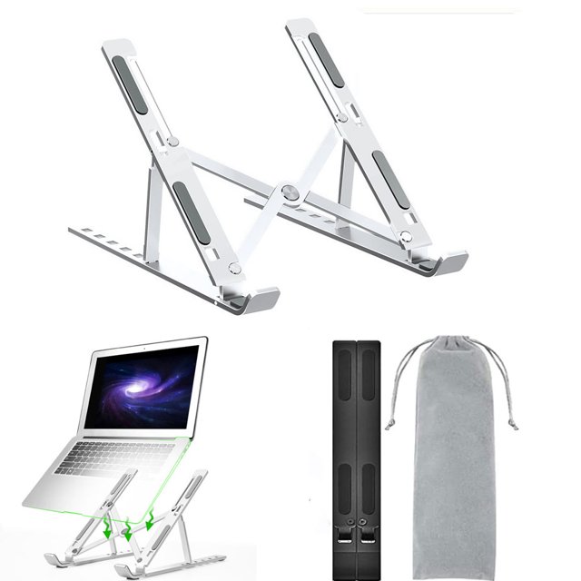 1 soporte para computadora portátil (plateado), soporte para computadora portátil con ventilación de aluminio ajustable