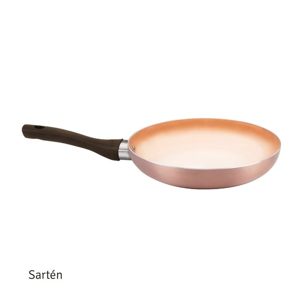 HUDSON VALLEY | Sartén 22 cm Triple Capa Antiadherente en Color Cobre, Cocina Sin Aceite, Compatible con Gas y Eléctrica, Distribución Uniforme del Calor, Mango Ergonómico Antideslizante