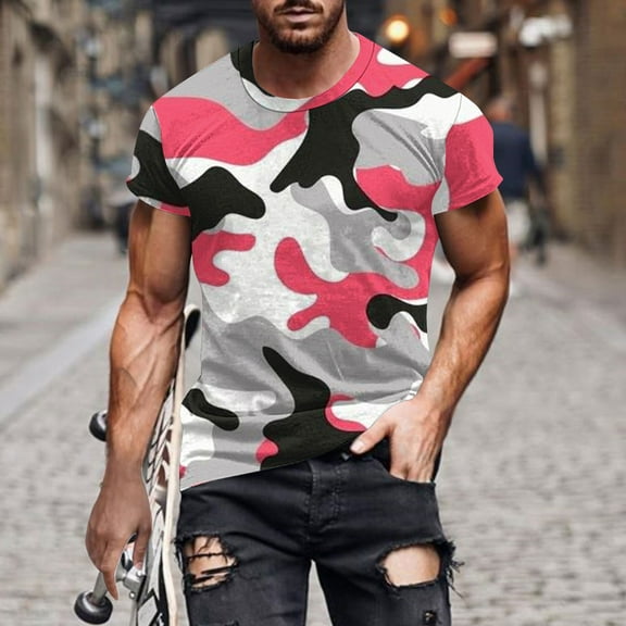 CaiJunJia George Workout Camo Shirts for Men Short Sleeve Quick Dry Athletic Gym Active T Shirt Moisture Wicking