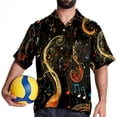 thumbnail image 4 of Note Men's Short Sleeve Spread Collar Poplin Shirt, Casual Printed Button Down Summer Beach Tops for Men, Unisex Comfortable Shirts, 4 of 6