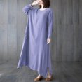 thumbnail image 4 of Vestido suelto de mujer Vestido maxi con bolsillo Manga larga Cuello redondo Vestido casual sól CACAGOO  Vestido, 4 of 7