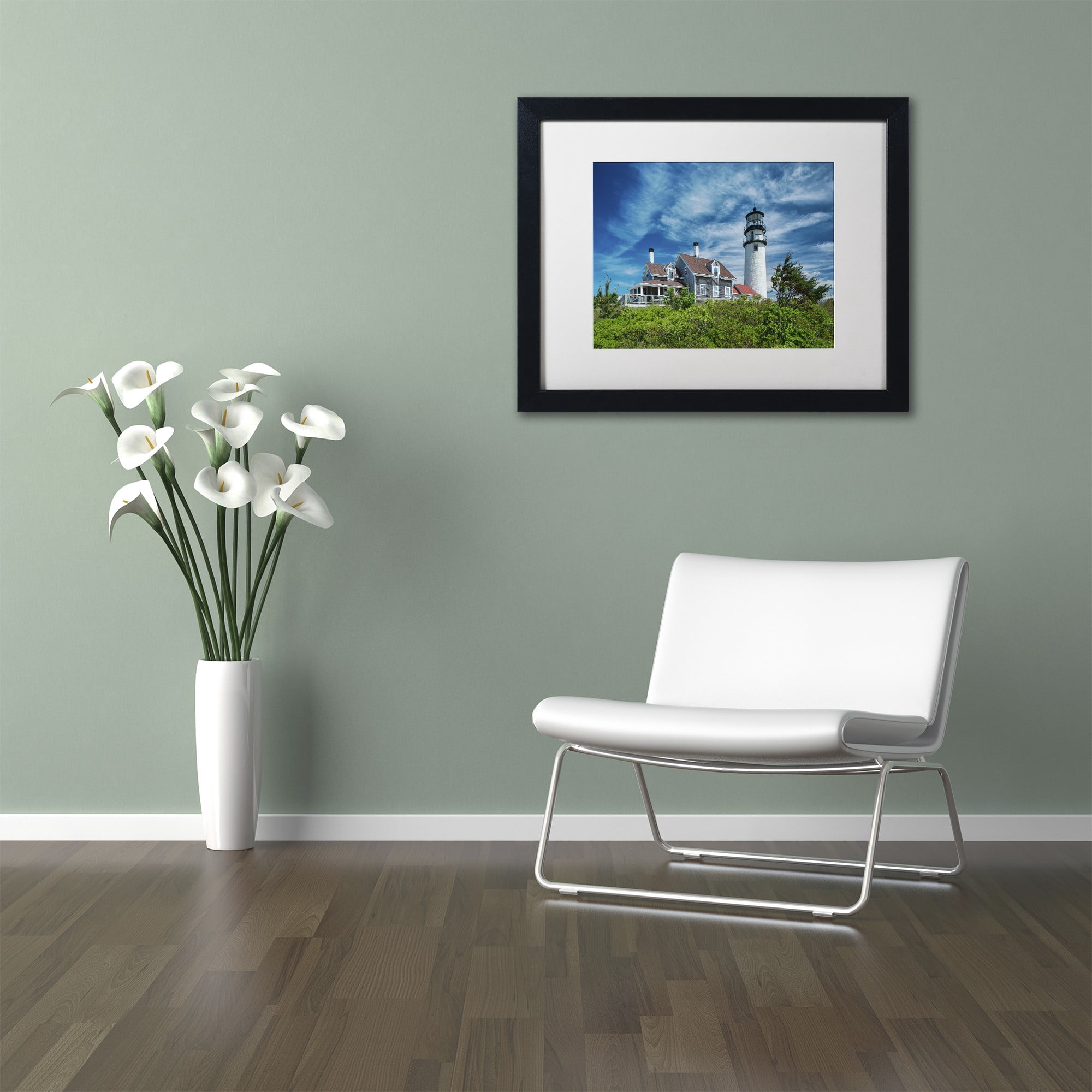 Trademark Fine Art 'Cape Cod Light' Canvas Art by Michael Blanchette Photography White Matte, Black Frame