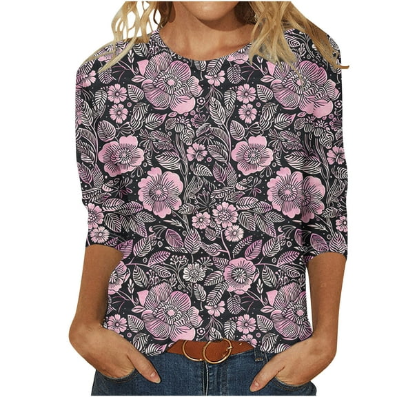 Fashion Saving LiMoi Fall Blouses for Women 2025 Dressy Womens Tops Christmas T Shirts for Women 3/4 Sleeve Women's Blouses Work Fall New Arrivals