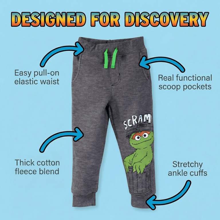 Sesame Street Toddler 3-Pack Fleece Jogger Pants photo 2