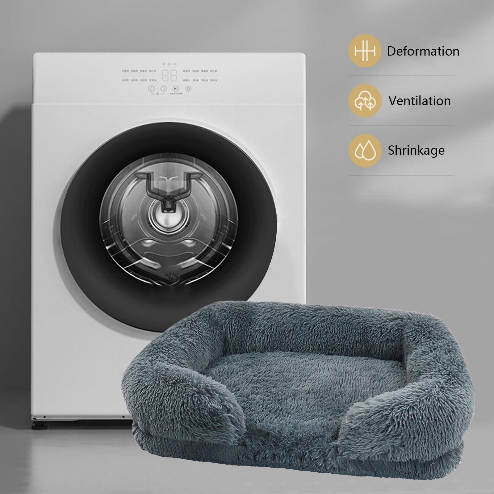 Calming Dog Bed for Medium Dogs, Fluffy Soft Cozy Cat Bed, Faux Fur Anti-Anxiety Plush Donut Cuddler, Washable Pet Bed for All Seasons, Dark Gray