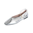 thumbnail image 2 of Miluxas Women’s Chains Metal Ankle Strap Flats Chunky Low Heels Square Toe Shoes Party Dating Shopping Silver 9(42), 2 of 9