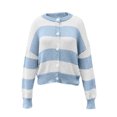 thumbnail image 4 of JIAYUE Women Crew Neck Cardigan Button‑Front Color Block Striped Knit Sweater Long Sleeve Stylish Tops for Festival Stylish, 4 of 5