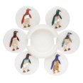 thumbnail image 3 of Queenza White Marble Coaster Set with Multi Color Gemstone Inlay Penguin Art, Coasters for Coffee Table and Living Room, 3 of 4