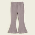 thumbnail image 2 of ZyeKqe Toddler Baby Girls Flare Pants High Waisted Cute Pants Wide Leg Ribbed Knit Bell Bottom Trousers, 2 of 5