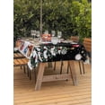 thumbnail image 2 of Outdoor Tablecloth with Umbrella Hole and Zipper, Black Christmas Rectangle Table Cloth 60x120 Inch Waterproof Tablecloth, Snowman Poinsettia Cat Snowy Pine Branch Picnic Table Cover for Patio, 2 of 7
