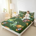thumbnail image 5 of Feelyou Cute Green Dinosaur Twin Sheet Sets for Child, Outer Space Twin Fitted Sheet, Kawaii Animal Astronaut Flat Sheet, Ultra Soft Bedroom Decor, 3 Pieces, 5 of 8