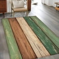thumbnail image 3 of Retro Green Brown Wood Grain Washable Area Rug 4 x 6 ft Vintage Farmhouse Country Style, Soft Non Slip Rugs Stain Repellent Indoor Felt Carpet for Living Dining Room Bedroom Home Office, 3 of 9